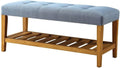 Benches Entryway Bench - 40" X 16" X 18" Blue And Oak Simple Bench HomeRoots