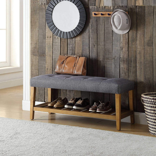 Benches Entryway Bench - 40" X 16" X 18" Gray And Oak Simple Bench HomeRoots