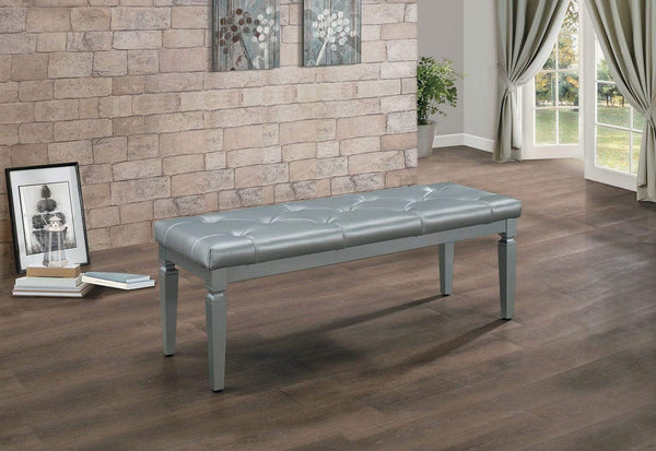 Faux Leather Tufted Wooden Bed Bench, Gray