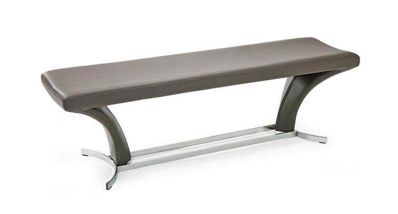 Benches Garden Bench - 18" Grey Leatherette and Steel Dining Bench HomeRoots