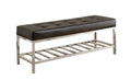 Benches Outdoor Bench - 16'.5" x 48'.5" x 18" Black Leather-Look/Chrome Metal - Bench HomeRoots
