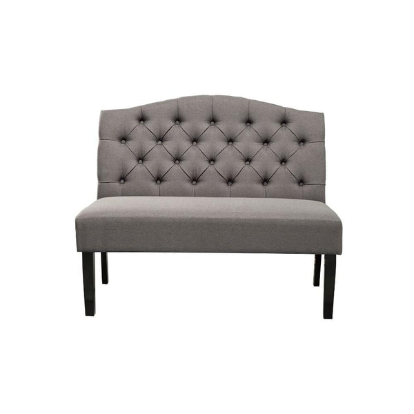 Benches Polyester Upholstered Wooden Bench with Button Tufted Back, Gray Benzara