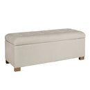 Benches Polyester Upholstery Bench With Button Tufted Hinged Lid Storage And Wood Feet, Large, Light Gray Benzara