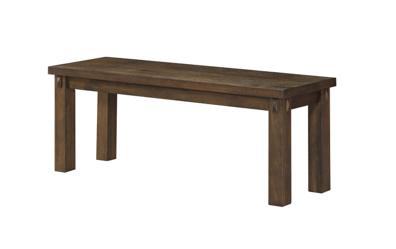 Benches Poplar Wood Dining Side Bench with Thick Block Legs, Brown Benzara