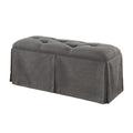 Benches Rectangular Button Tufted Fabric Upholstered Bench With Storage, Gray Benzara