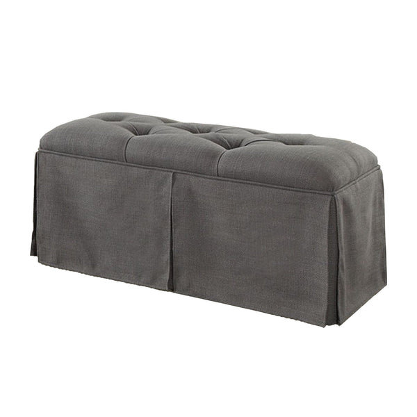 Benches Rectangular Button Tufted Fabric Upholstered Bench With Storage, Gray Benzara