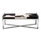 Benches Rectangular Steel Frame Bench with Hair On Hide Fabric Upholstered Seat, Multicolor Benzara