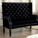 Benches Shayla Contemporary Style Loveseat Bench, Wingback Design, Black Benzara