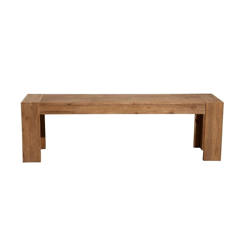 Benches Solid Acacia Wood Bench with Bracket Legs, Brown Benzara