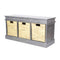 Benches Storage Bench - 40" X 13" X 20" White MDF,Rattan Skin Storage Bench with Baskets HomeRoots