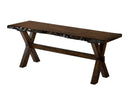 Benches Transitional Style Solid Wood Bench with Trestle Base and Cross Legs , Brown Benzara