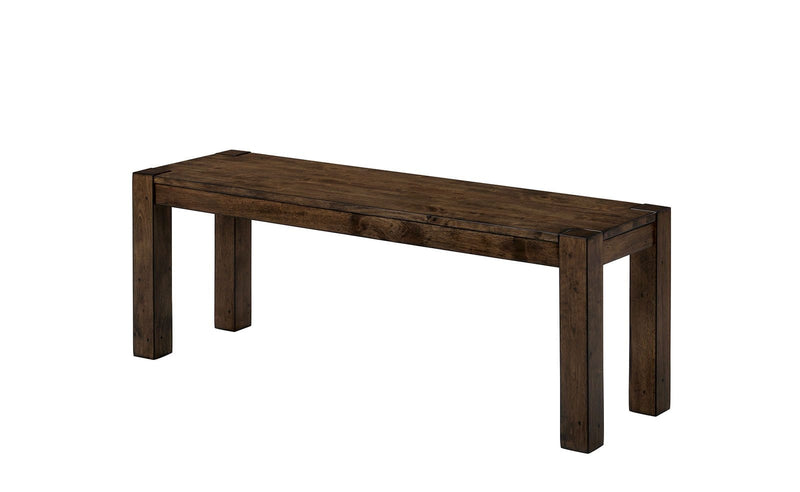 Benches Transitional Style Solid Wood Bench with Trestle Style Base and Block Legs, Brown Benzara