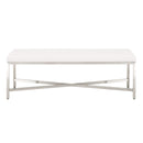 Upholstered Bench With Brushed Stainless Steel Base, White