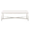 Upholstered Bench With Brushed Stainless Steel Base, White