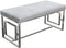 Benches Velvet Upholstered Accent Bench with Square Patterned Stainless Steel Base, Gray and Silver Benzara