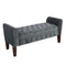 Benches Velvet Upholstered Button Tufted Wooden Bench Settee With Hinged Storage, Dark Gray and Brown Benzara