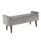 Benches Velvet Upholstered Wooden Bench with Lift Top Storage and Tapered Feet, Gray Benzara