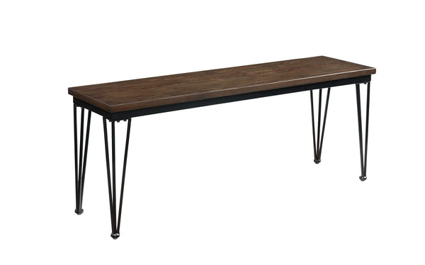 Benches Wooden Bench - 13" X 48" X 18" Walnut Black Metal Wood Bench HomeRoots