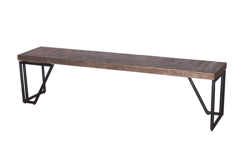 Benches Wooden Bench - 15" X 72" X 18" Natural/Black Wood Iron Large Bench HomeRoots