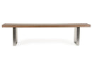 Benches Wooden Bench - 17" Walnut Wood, Veneer, and Steel Dining Bench HomeRoots