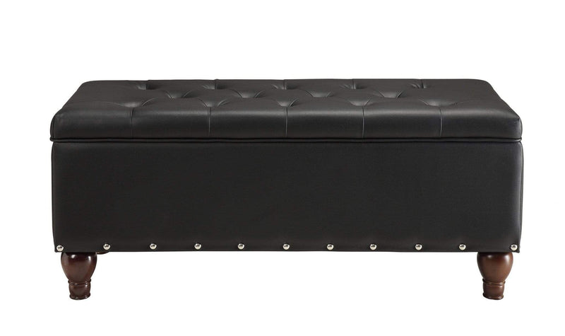 Benches Wooden Bench - 18" X 42" X 18" Black PU Upholstery Wood Leg Bench w/Storage HomeRoots