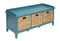 Benches Wooden Bench - 43" X 16" X 19" Teal Solid Wood Leg Storage Bench HomeRoots
