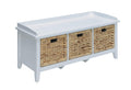 Benches Wooden Bench - 43" X 16" X 19" White Solid Wood Leg Storage Bench HomeRoots