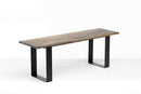 Benches Wooden Bench - 48" X 14" X 17" Charcoal Ash Wood And Steel Entryway Dining Bench HomeRoots