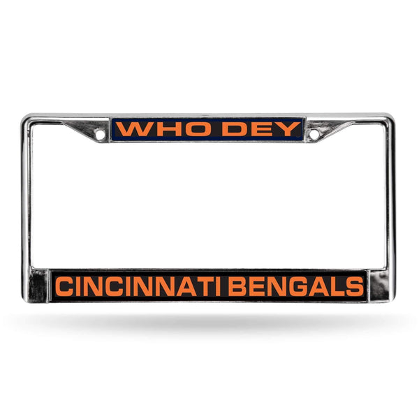 Honda License Plate Frame Bengals "Who Dey" Laser Chrome Frames