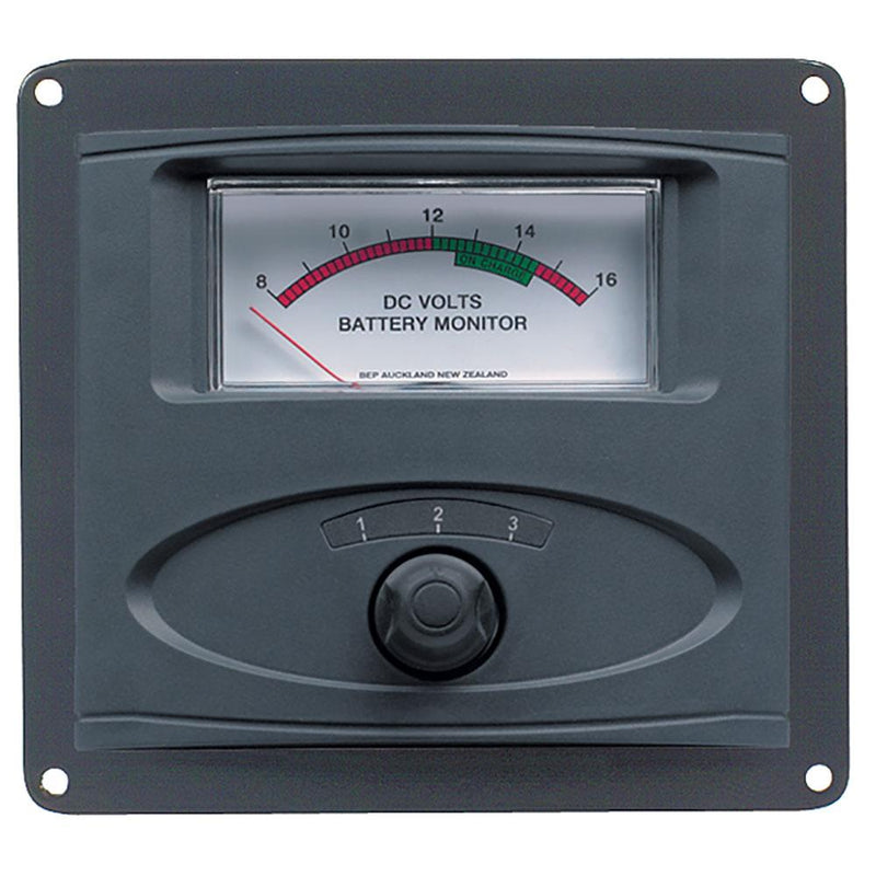 BEP 3 Input Panel Mounted Analog 12V Battery Condition Meter (Expanded Scale 8-16V DC Range) [80-601-0020-00]-Electrical Panels-JadeMoghul Inc.