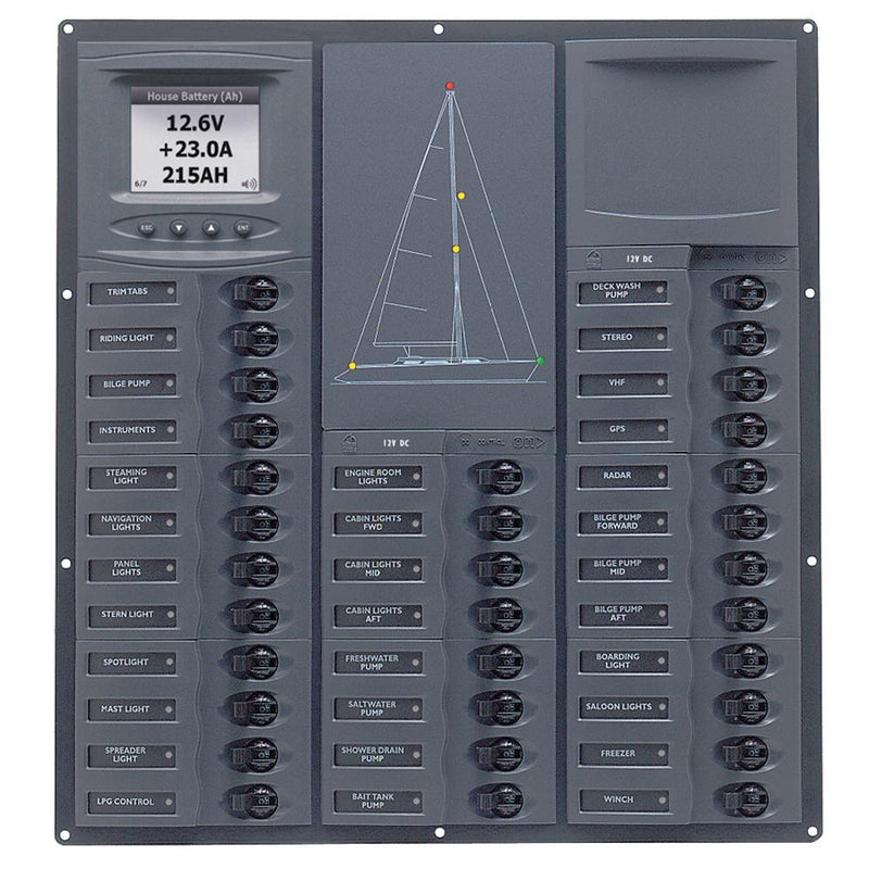 BEP Cruiser Series DC Circuit Breaker Panel w-Digital Meters 32SP DC12V [NC32Y-DCSM]-Electrical Panels-JadeMoghul Inc.