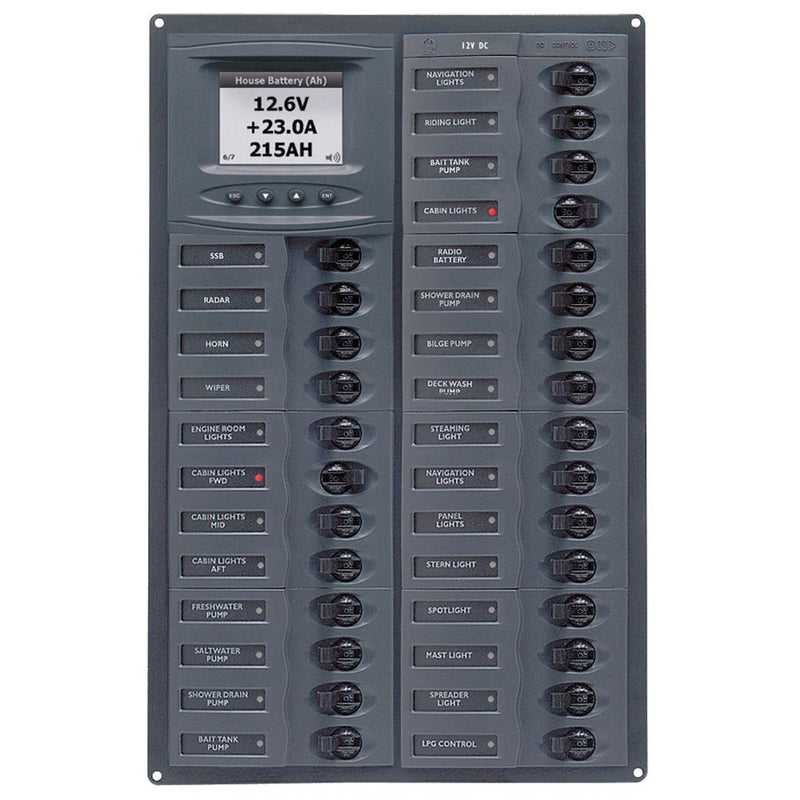 BEP Millennium Series DC Circuit Breaker Panel w-Digital Meters, 28SP DC12V [M28-DCSM]-Electrical Panels-JadeMoghul Inc.