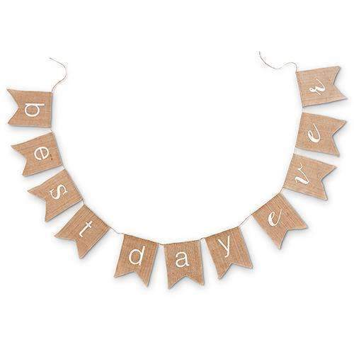 "Best Day Ever" Natural Burlap Bunting (Pack of 1)-Wedding Signs-JadeMoghul Inc.