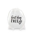 "best day ever" Print Muslin Drawstring Favor Bag - Small (Pack of 12)-Favor Boxes Bags & Containers-JadeMoghul Inc.