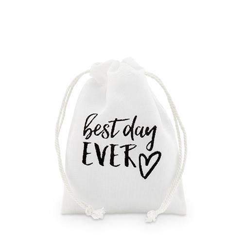 "best day ever" Print Muslin Drawstring Favor Bag - Small (Pack of 12)-Favor Boxes Bags & Containers-JadeMoghul Inc.