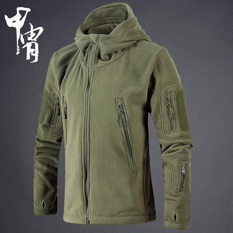 Men Military Tactical Fleece Jacket / Multi Pockets Outerwear