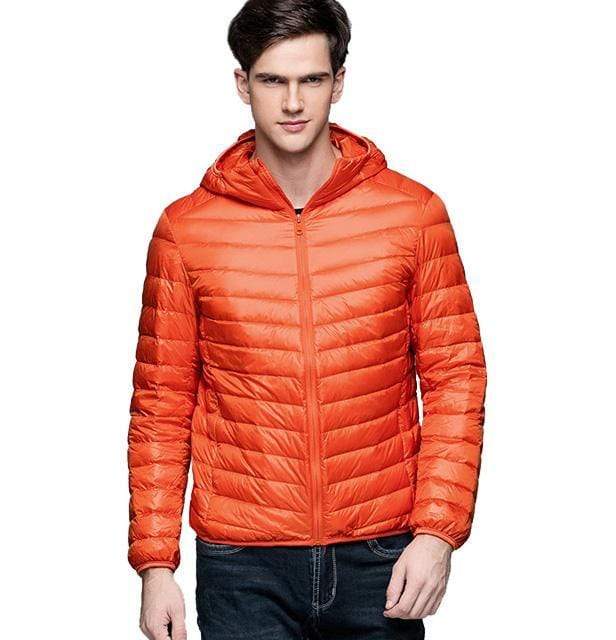 Men Winter Jacket Duck Down Hooded Ultra Light Warm Outwear
