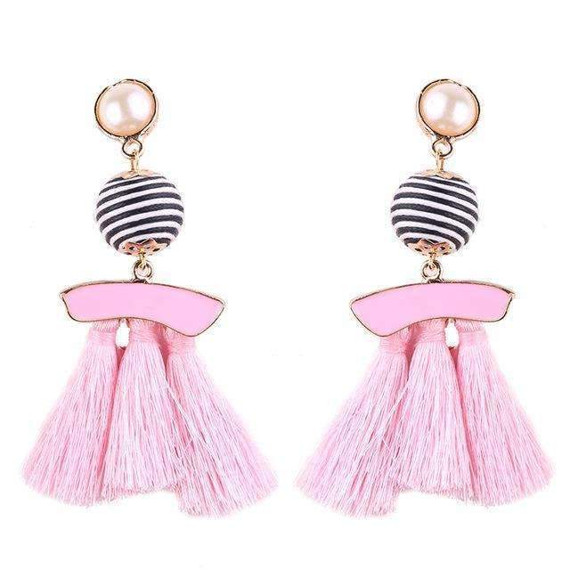 Best lady Fringed Fashion Women Statement Earrings Tassel Multicolored Drop Dangle Earrings For Women Wedding Charm Hotsale 5389-Black Pink-JadeMoghul Inc.