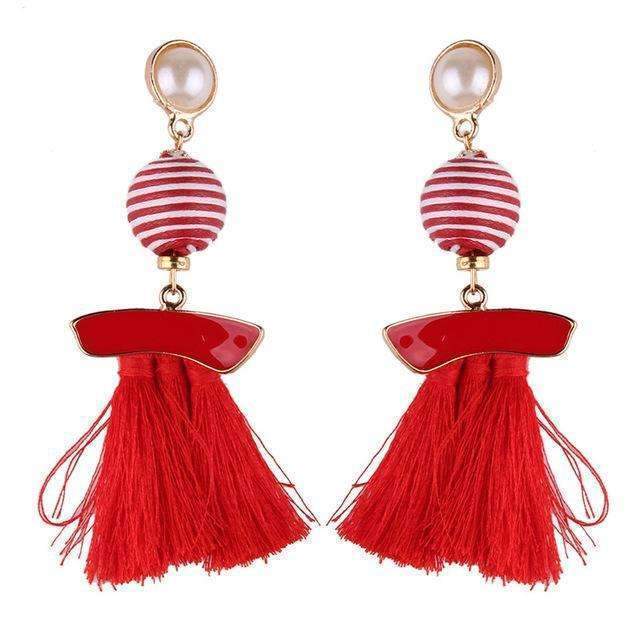 Best lady Fringed Fashion Women Statement Earrings Tassel Multicolored Drop Dangle Earrings For Women Wedding Charm Hotsale 5389-Red-JadeMoghul Inc.