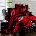 BEST.WENSD luxury jacquard bedclothes 3d Rose Wedding flat bed linen 100% microfibre bedding set duvet cover housse de couette-as picture 21-king size 4pcs-JadeMoghul Inc.