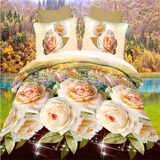 BEST.WENSD luxury jacquard bedclothes 3d Rose Wedding flat bed linen 100% microfibre bedding set duvet cover housse de couette-as picture 22-king size 4pcs-JadeMoghul Inc.