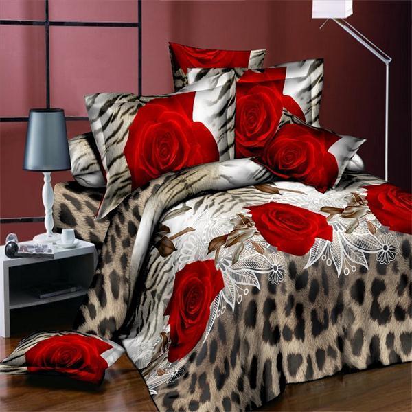 BEST.WENSD luxury jacquard bedclothes 3d Rose Wedding flat bed linen 100% microfibre bedding set duvet cover housse de couette-as picture 5-king size 4pcs-JadeMoghul Inc.
