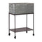 Beverage Tubs Rectangular Metal Beverage Tub with Stand and Open Grid Shelf, Gray and Black Benzara