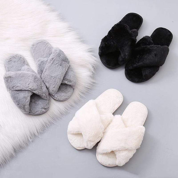 BEVERGREEN Winter Women House Slippers Faux Fur Warm Flat Shoes Female Slip on Home Furry Ladies Slippers Size 36-43 Wholesale AExp