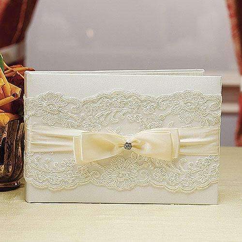 Beverly Clark French Lace Collection Guest Book Ivory (Pack of 1)-Wedding Reception Accessories-JadeMoghul Inc.