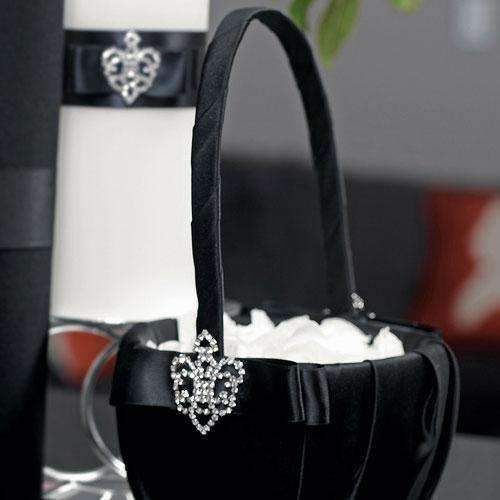 Beverly Clark The Crowned Jewel Flower Girl Basket Black (Pack of 1)-Wedding Ceremony Accessories-JadeMoghul Inc.