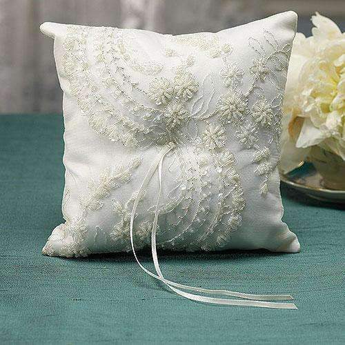 Beverly Clark Venetian Elegance Collection Ring Pillow Ivory (Pack of 1)-Wedding Ceremony Accessories-JadeMoghul Inc.