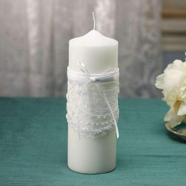 Beverly Clark Venetian Elegance Collection Unity Candle White (Pack of 1)-Wedding Reception Decorations-JadeMoghul Inc.
