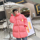 BF Style Women Winter Cotton Harajuku Plaid Parka Detachable Hooded Padded Long Loose Woman Streetwear Winter Coat Winter Jacket AExp