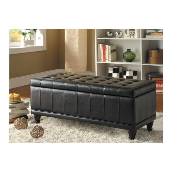 Bi-Cast Vinyl Lift-Up Storage Bench With a Tufted Seat, Dark Brown-Storage Benches-Brown-Bi-Cast Vinyl-JadeMoghul Inc.
